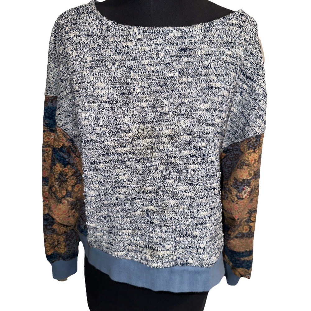 anthropologie Vintage‎ Marcella Blue Knit Wool  Crew neck Size S